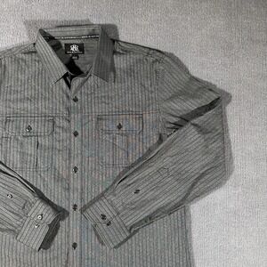 Rock‎ & Republic Mens Shirt Button Down Large Stretch Gray Western
